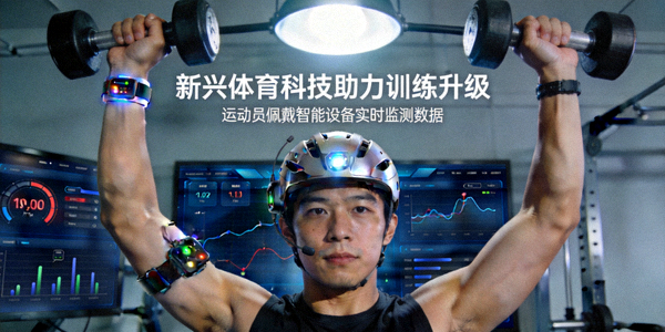 新兴体育科技报道配图 - 运动员佩戴智能设备进行训练